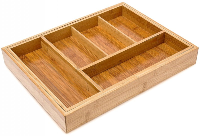 Vario BESTECKKASTEN Schubladeneinsatz aus Bambus Holz 28×37,2-48,7cm