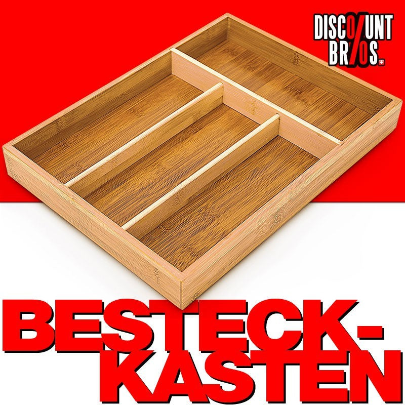 Klassischer BESTECKKASTEN Schubladeneinsatz aus Bambus Holz 34×25×4cm