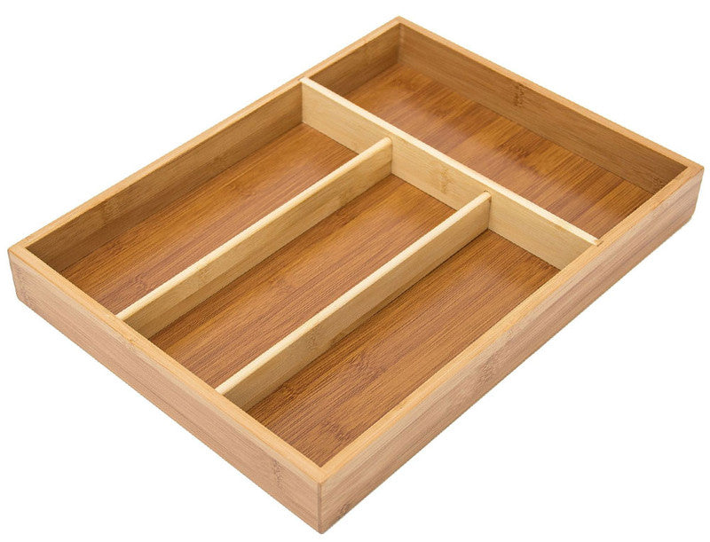 Klassischer BESTECKKASTEN Schubladeneinsatz aus Bambus Holz 34×25×4cm