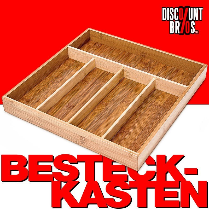 Klassischer BESTECKKASTEN Schubladeneinsatz aus Bambus Holz 34×33,5×4,2cm