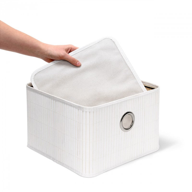 Box Schrankkorb REGALKORB Aufbewahrungskorb aus Bambus WEISS