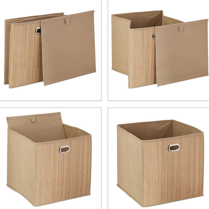 Box Schrankkorb REGALKORB Aufbewahrungskorb aus Bambus NATUR - BRAUN oder WEISS