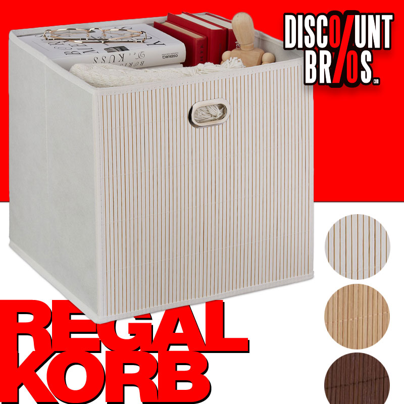 Box Schrankkorb REGALKORB Aufbewahrungskorb aus Bambus NATUR - BRAUN oder WEISS