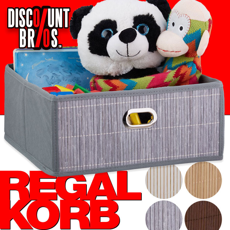 Box Schrankkorb REGALKORB FLACH Aufbewahrungskorb aus Bambus NATUR - BRAUN - GRAU - SCHWARZ oder WEISS