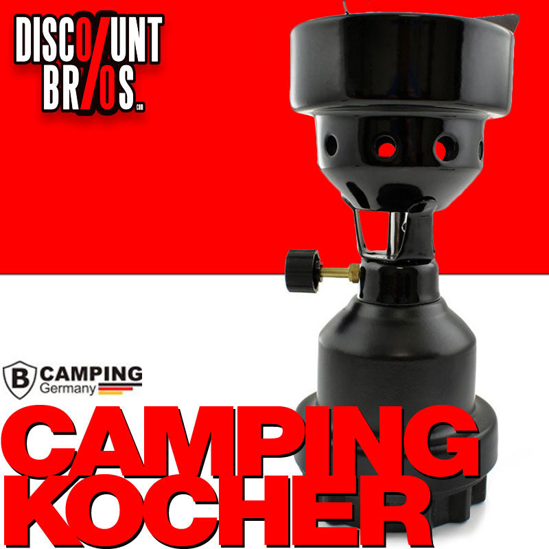 B-CAMPING Campingkocher Butan GASKOCHER + Kohle Anzünder Metall SCHWARZ