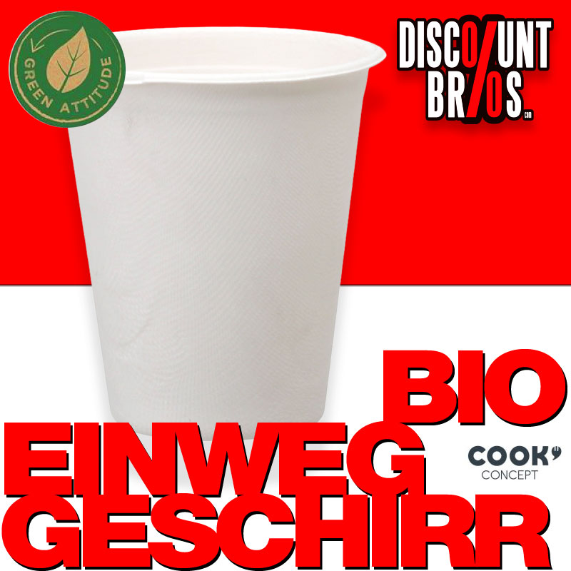 10er-Pack EINWEG BIO BECHER aus recyceltem Zuckerrohr 25cl