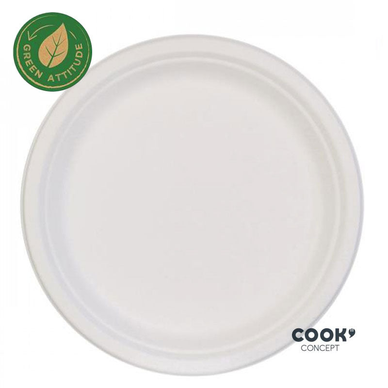 10er-Pack EINWEG BIO TELLER aus recyceltem Zuckerrohr Ø22,5cm