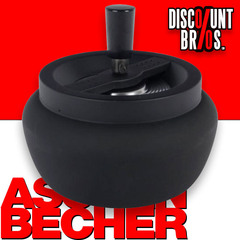 XL DREH-ASCHENBECHER Aschenbecher Drehaschenbecher MATT SCHWARZ Ø13cm