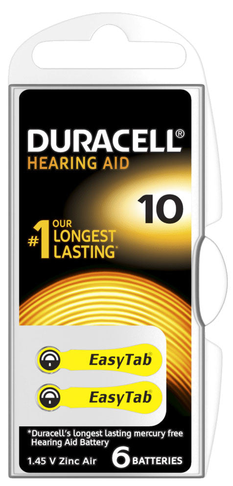 6 Stk. DURACELL ActivAir Easy Tab 10 Hörgerätebatterie PR70 1,4V 6er Blister