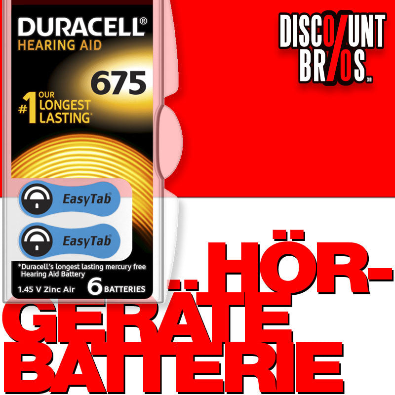 6 Stk. DURACELL ActivAir Easy Tab 675 Hörgerätebatterie PR41 1,4V 6er Blister