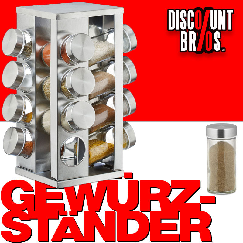 Gewürzregal GEWÜRZSTÄNDER Gewürzkarussell Ständer mit 16 Gläsern