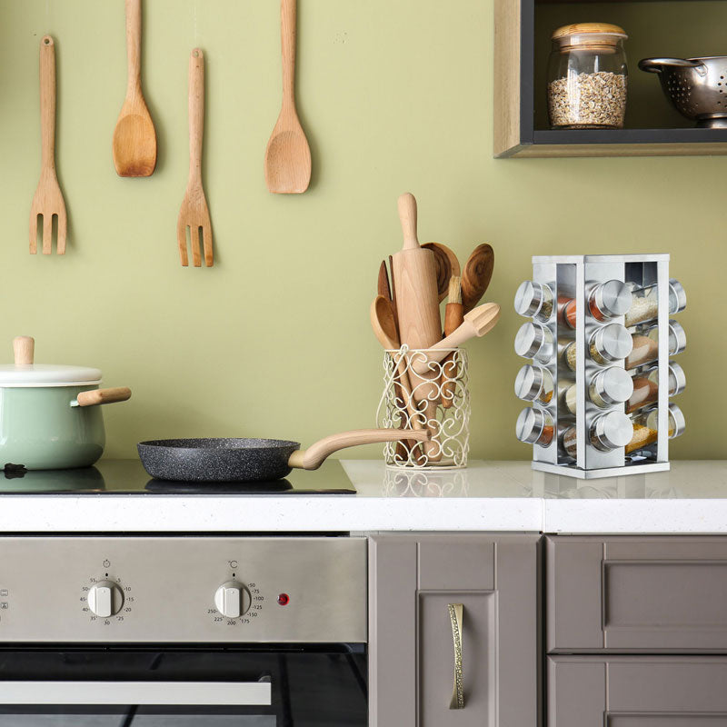 Gewürzregal GEWÜRZSTÄNDER Gewürzkarussell Ständer mit 16 Gläsern