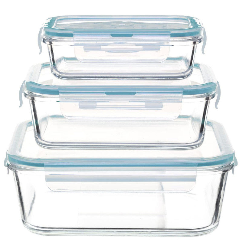 3er-Set 330ml + 800ml + 1730ml QUADRATISCHE Glas Frischhaltedosen PREMIUM VORRATSDOSEN Aufbewahrungsboxen Frische Box