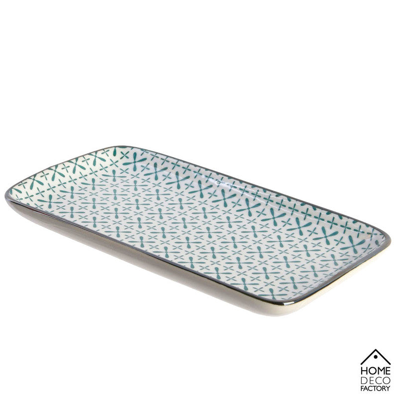 Rechteckige PLATTE Servierplatte aus Porzellan 20,5×11cm