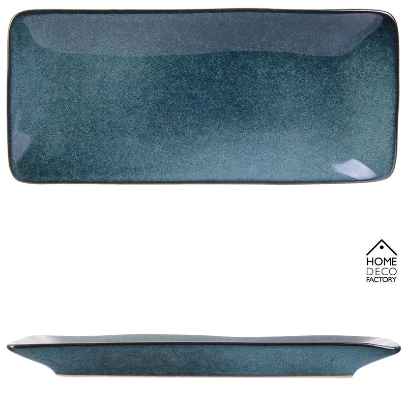 Rechteckige PLATTE BLAUE PHASE Servierplatte aus Porzellan 22×10cm