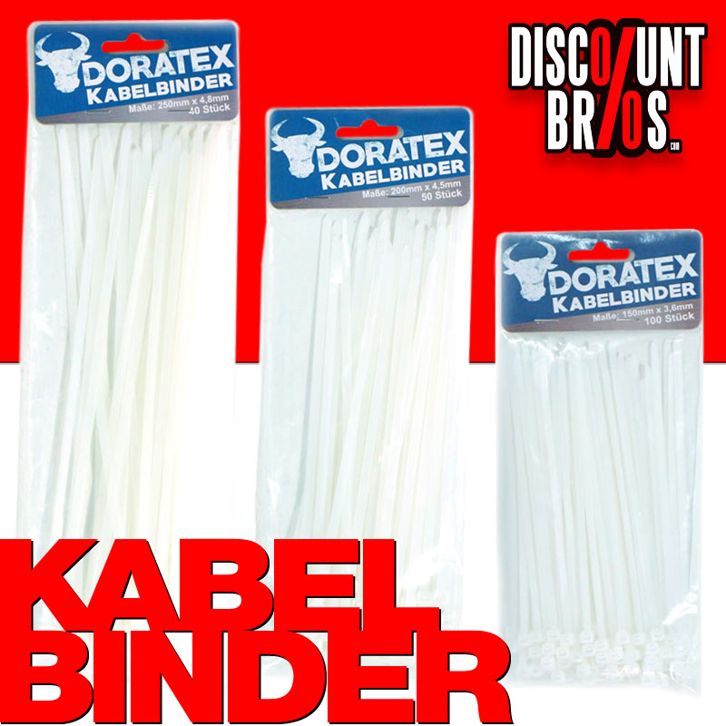 Mehrzweck KABELBINDER in 4 verschiedenen Grössen WEISS