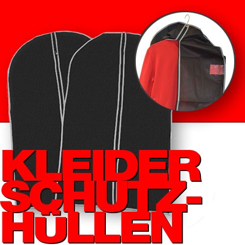 2 Stk. KLEIDERSCHUTZHÜLLEN Kleiderhülle Kleidersack schwarz 60×150cm