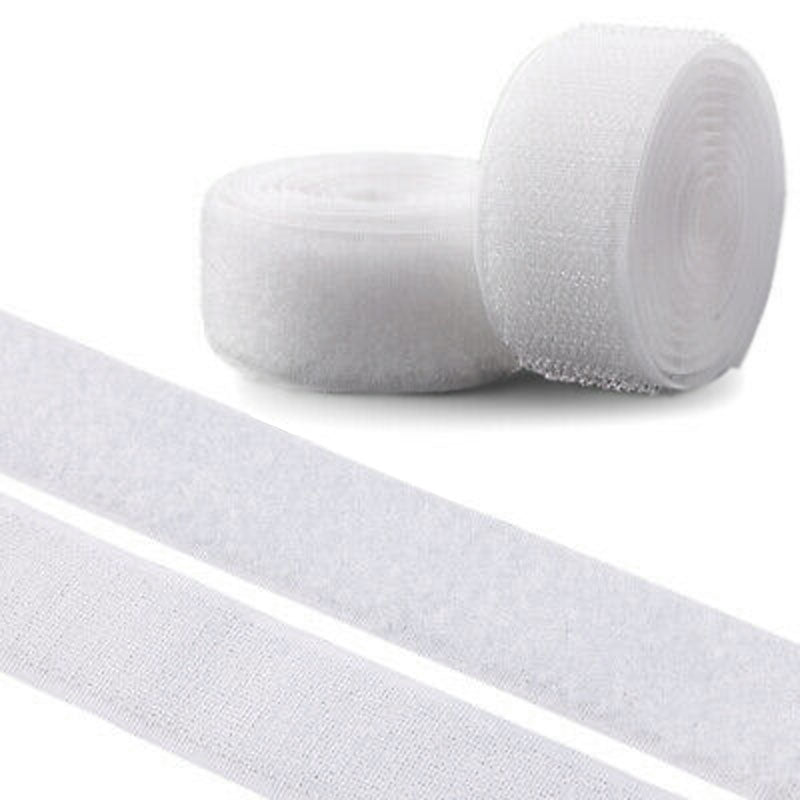 Weisses KLETTBAND Klettverschluss selbstklebend oder zum aufnähen 19mm 1m