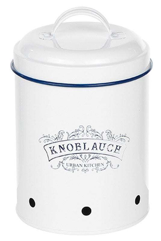 Knoblauchtopf Frischhaltedose EMAILLE VORRATSDOSE Aufbewahrungsbox aus Metall
