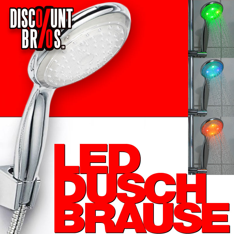 LED DUSCHBRAUSE Duschkopf Brausekopf mit Farbwechsel Ø10cm