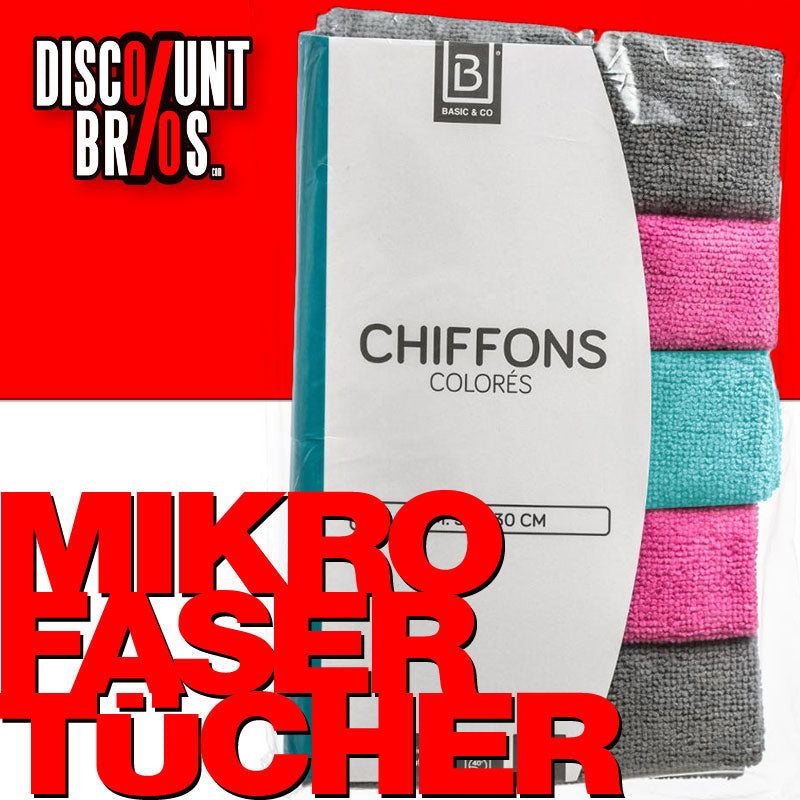 5er-Set Microfaser Reinigungstücher MIKROFASERTÜCHER grau, pink und hellblau von B&CO