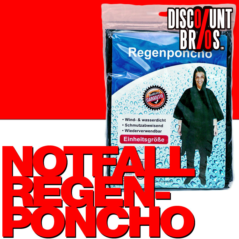 Leichter Regenschutz NOTFALL REGENPONCHO Pelerine Regenumhang SCHWARZ
