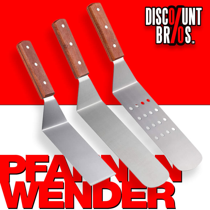 3er Set Grill PFANNENWENDER Kochbesteck Grillspachtel Kochspachtel Edelstahl mit Holzgriffen