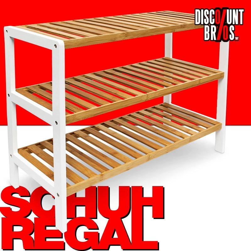 SCHUHREGAL mit 3 Ablagen aus Bambus Holz