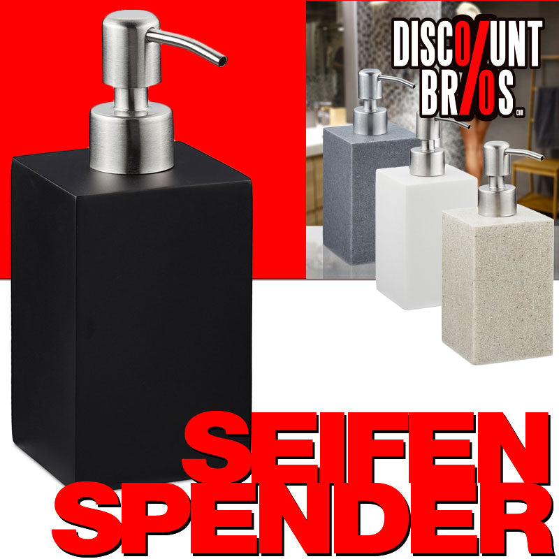 Eckiger Design SEIFENSPENDER Edelstahl Stein 300ml