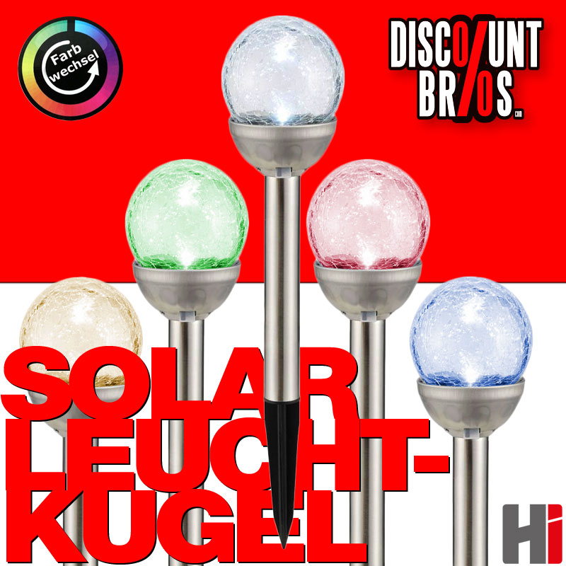 Solarlampe LED SOLAR LEUCHTKUGEL Crackle Kugelleuchte Kugellampe Farbwechsel + LED Ø8cm
