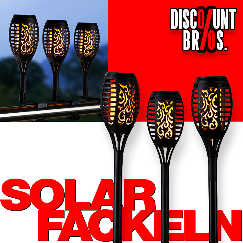 3er Set LED SOLAR FACKELN  Gartenleuchten mit Gartenstecker und Klemme