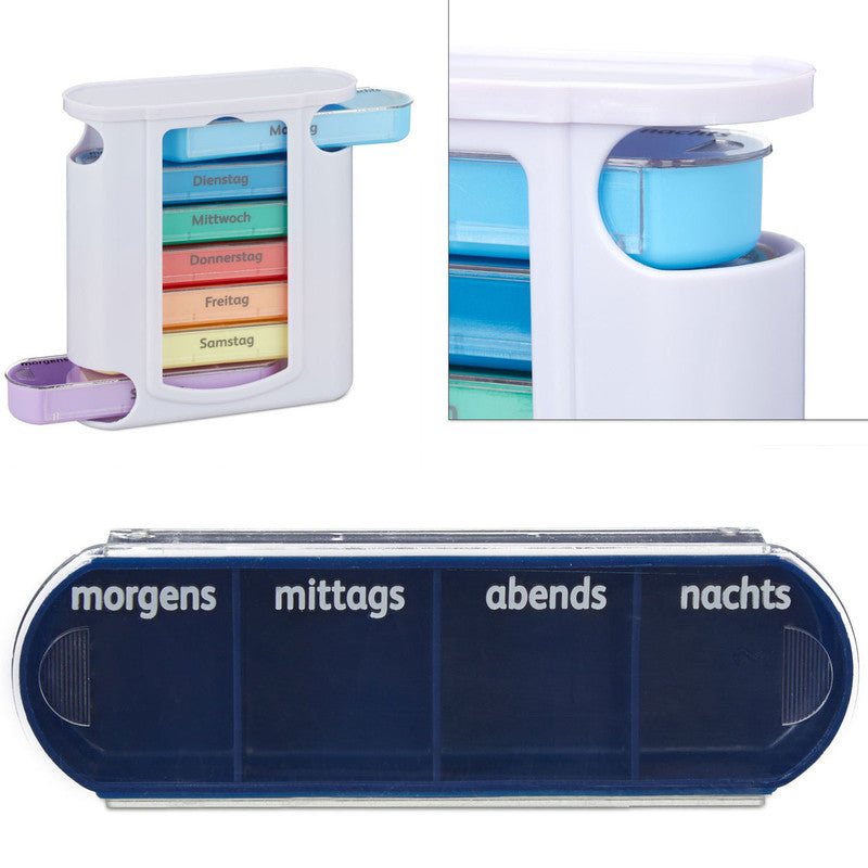 Tablettenbox PILLENBOX Pillendose 7 Tage 4 Fächer – Medikamentenorganizer für eine Woche