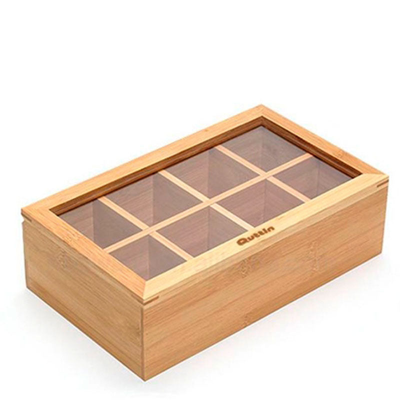 TEEBOX aus Bambus mit 8 Teekammern von Quttin 30×16×9cm