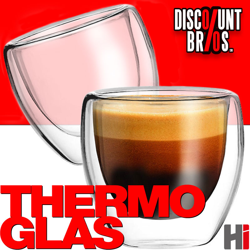 2er-Set Espresso Gläser THERMO-TRINKGLAS Trinkgläser Glas doppelwandig aus Borosilikatglas 2×80ml