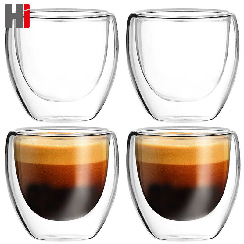 2er-Set Espresso Gläser THERMO-TRINKGLAS Trinkgläser Glas doppelwandig aus Borosilikatglas 2×80ml