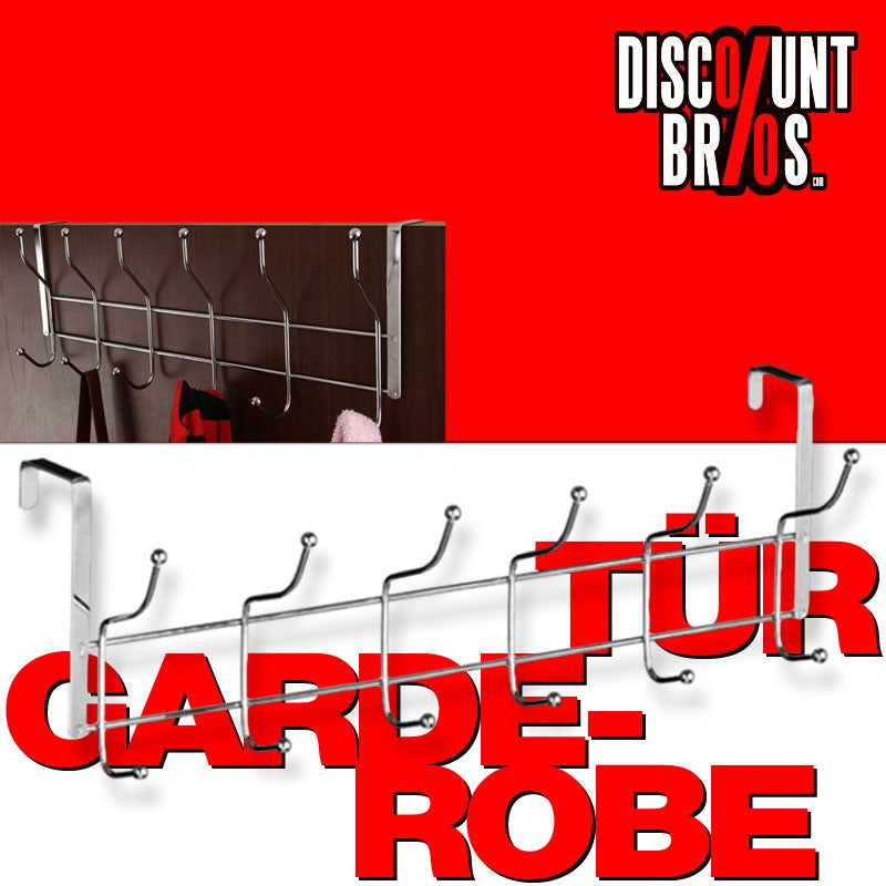 Türgarderobe GARDEROBE mit 12 Türhaken CHROM
