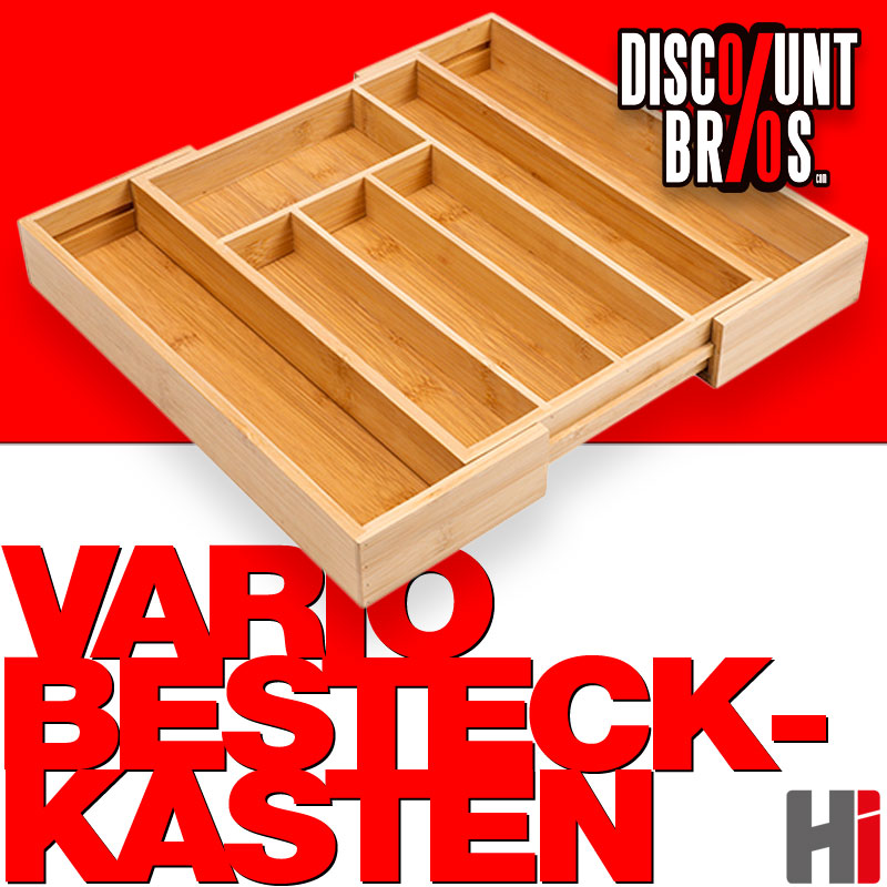 Vario BESTECKKASTEN Schubladeneinsatz aus Bambus Holz 35,5×25,5-39,5cm