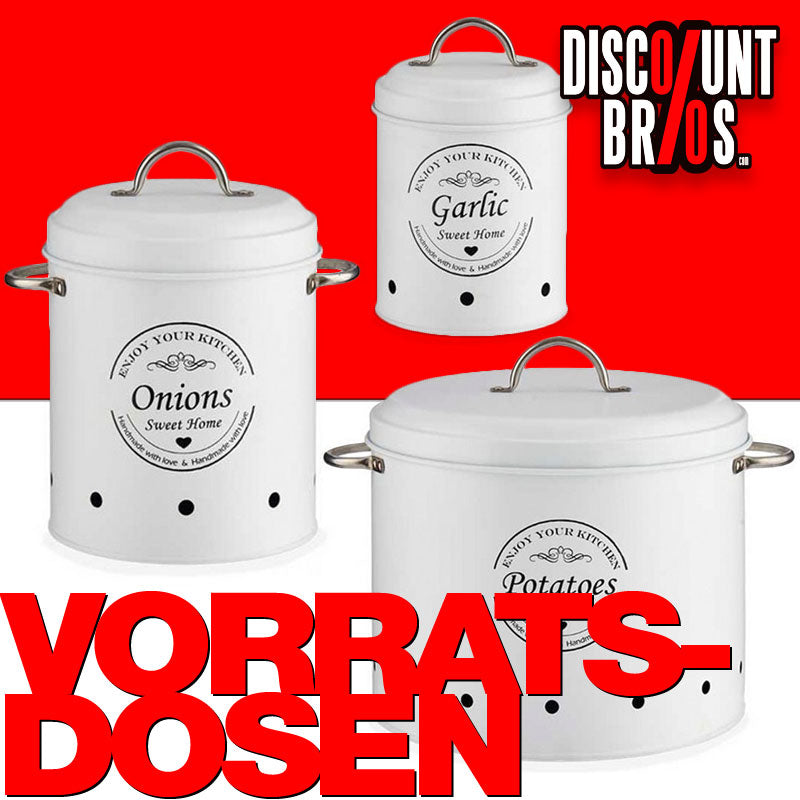 Frischhaltedosen METALL VORRATSDOSEN SET Aufbewahrungsbox für Kartoffeln, Knoblauch und Zwiebeln