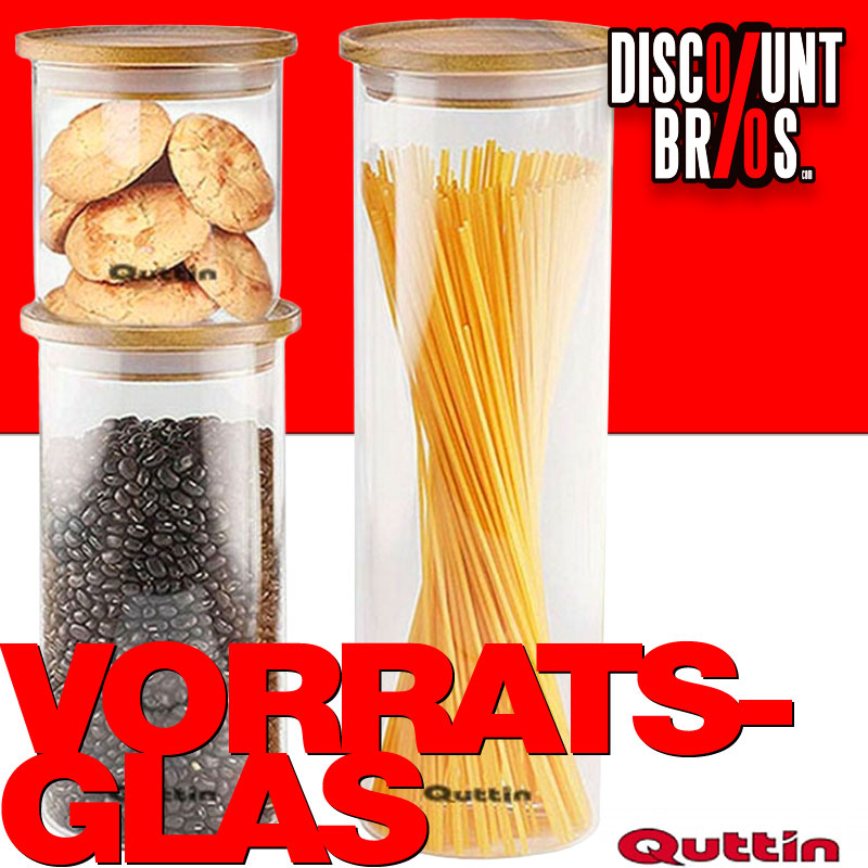 Stapelbares VORRATSGLAS mit BAMBUSDECKEL Vorratsbehälter Aufbewahrungsglas Glas Borosilikatglas 10x17cm