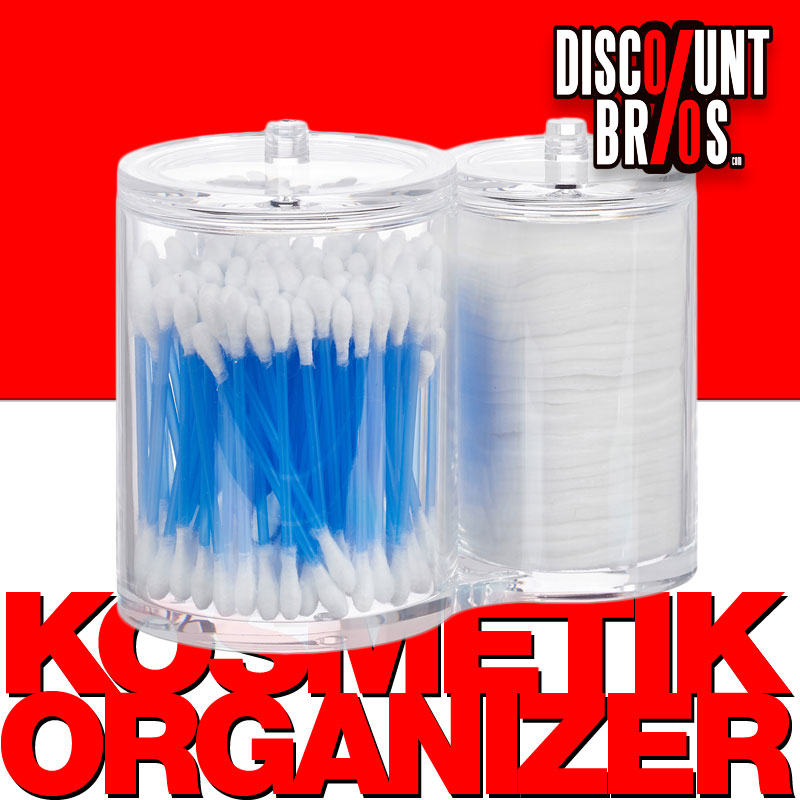 Doppel Acryl Organizer WATTESTÄBCHEN + WATTEPAD DISPENSER Box mit Deckel TRANSPARENT