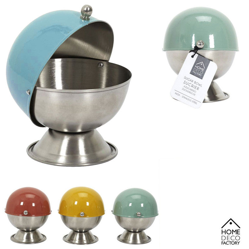 Retro Zuckerdose KUGEL mit Rolldeckel iim verschiedenen Farben: gelb orange grün blau